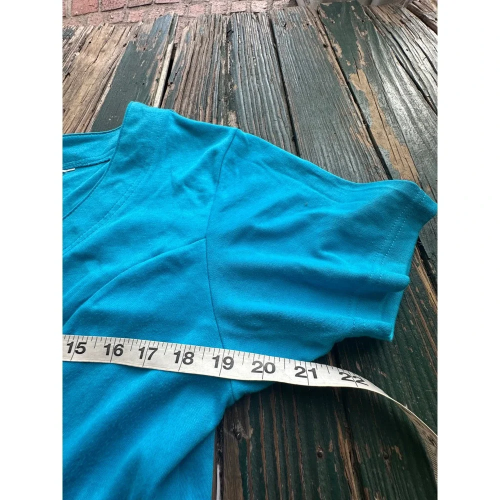 Basic Editions Turquoise Blue Short Sleeve Knit Button Front Romper Dress A3652